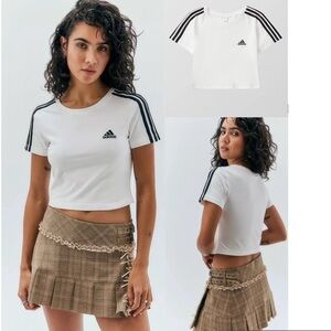 Adidas Sportswear ESSENTIALS 3 STRIPES BABY T-shirt Jersey Crop Top B&W size L